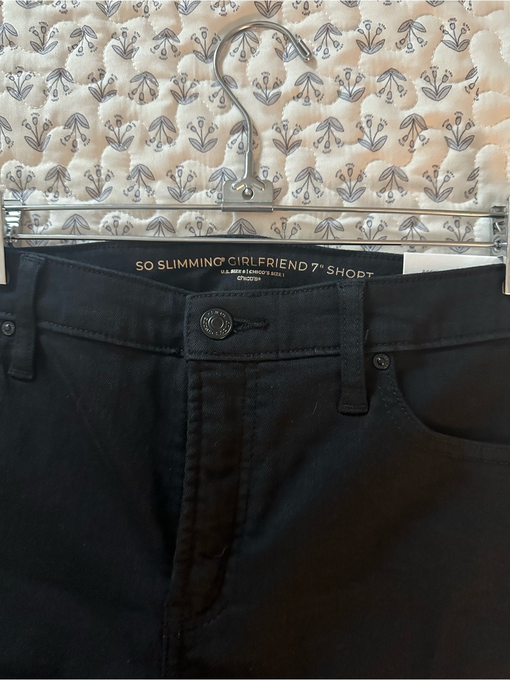 Chico's Black Frayed Hem Denim Shorts - Picture 5 of 5